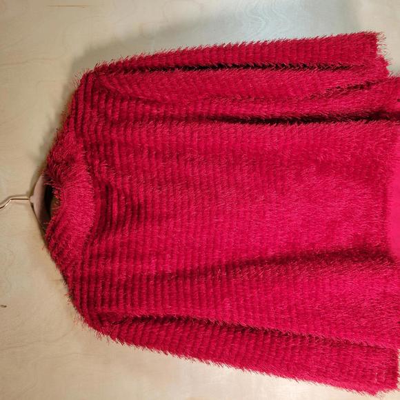 Vince Camuto Tulip Red Eyelash Tinsel Cowlneck Sweater Women Size XL NWT - Picture 7 of 9